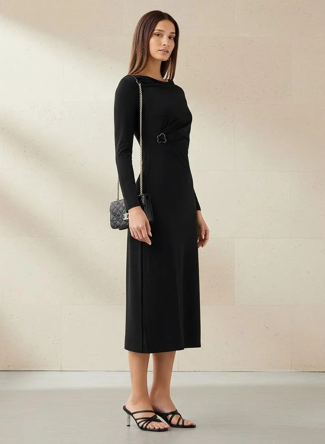 2Xtremz 2Xtremz Midi A-line Dress with Cowl Neck