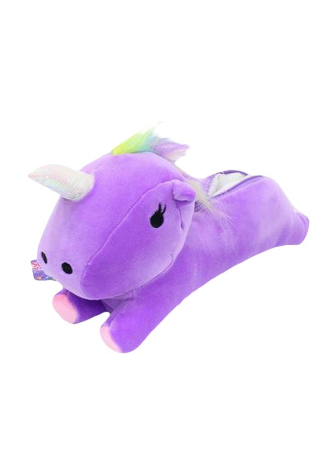 NIBEMINENT Cute Cartoon Unicorn Shape Plush Tool Pen Bag Purple