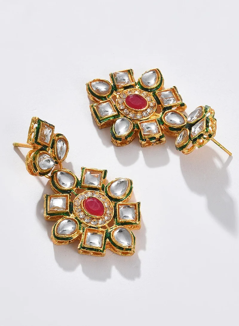 SOHI Setof 2 Stone-Studded Pearl Beaded Artificial Jewellery Set