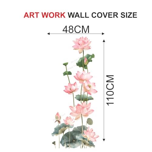 Sticker Yard PVC Vinyl Lotus Flower Floral Self-Adhesive Wall Sticker for Home Decor/Decoration - Living Room, Bedroom, Kids Room (Multicolor,Size 48X110CM) - Image 4