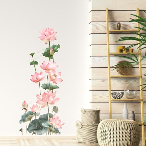 Sticker Yard PVC Vinyl Lotus Flower Floral Self-Adhesive Wall Sticker for Home Decor/Decoration - Living Room, Bedroom, Kids Room (Multicolor,Size 48X110CM) - Image 3