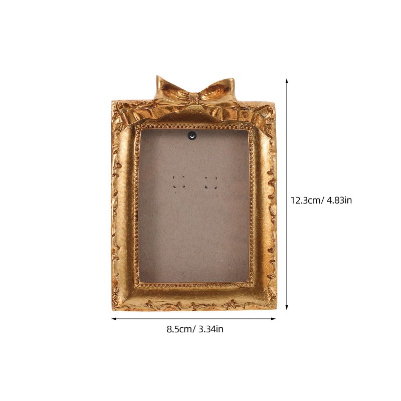 Vintage Golden Bowknot Oval Photo Frame 26X17 Cm Retro Embossed Wall Decor For Living Room - Image 3