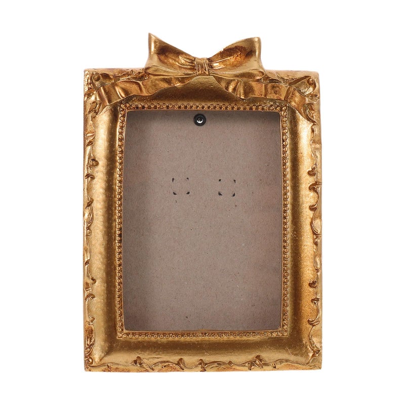 Vintage Golden Bowknot Oval Photo Frame 26X17 Cm Retro Embossed Wall Decor For Living Room - Image 2