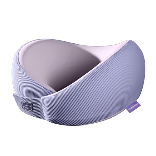 Skechers Womens Memory Foam Neck Pillow Comfortable Breathable Travel PillowNeck Pillow Airplane for Travel Car Rides Home and Office Use Ergonomic Design for Men and WomenPurple - Image 1