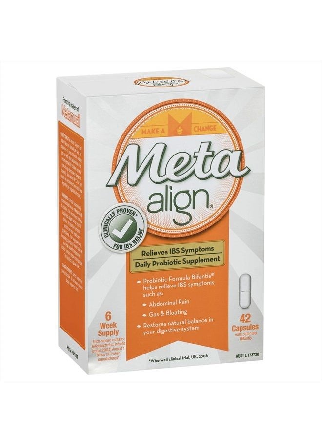 Metamucil - Meta Align - Daily Probiotic Supplement for Relieve of Irritable Bowel Syndrome & Symptoms Including Abdominal Pain, Gas & Bloating - 42 Capsules [Australian Version] - Image 1