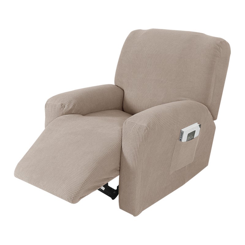 Recliner Chair Cover 4 Separate Piece Stretch: Soft Skin-Friendly - Stain Tear Resistant, Easy Install & Clean for Home Bedroom Living Room - Image 1