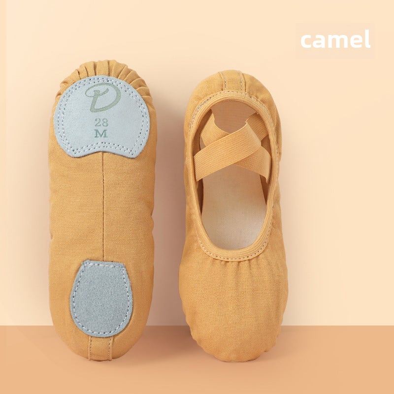 Generic Adult Canvas Dance Shoes Soft Sole Ballet Slipper CAMEL
