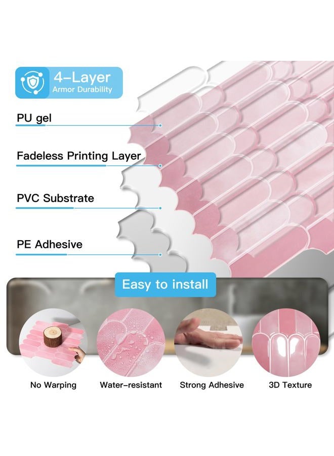 Art3d 12 x 12 Inch Heavy-Duty Peel and Stick Backsplash, Self-adhesive Wall Tiles for Kitchen Bathroom Decor, 10-Pack Pink - Image 5