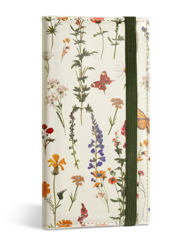 Yarnic Checkbook Cover for Personal Checkbook Holder with Pen Holder & Built-in Clear Plastic Divider for Duplicate Checks (Floral Butterfly) - Image 1