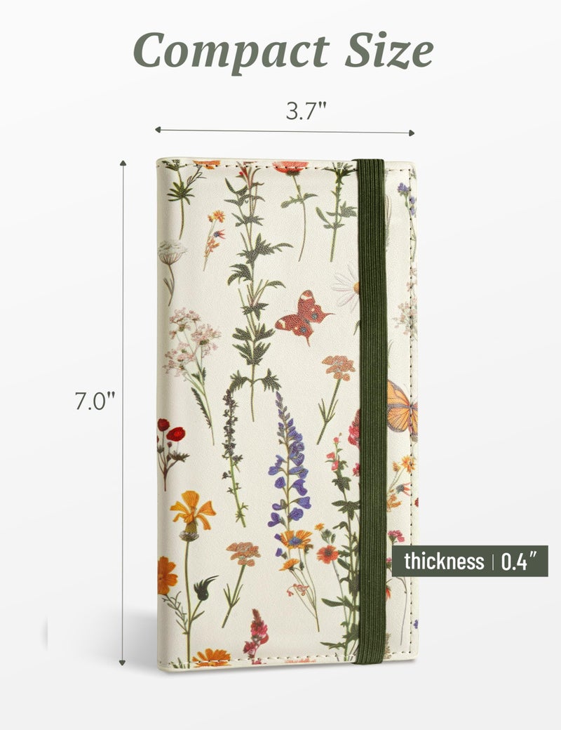 Yarnic Checkbook Cover for Personal Checkbook Holder with Pen Holder & Built-in Clear Plastic Divider for Duplicate Checks (Floral Butterfly) - Image 2
