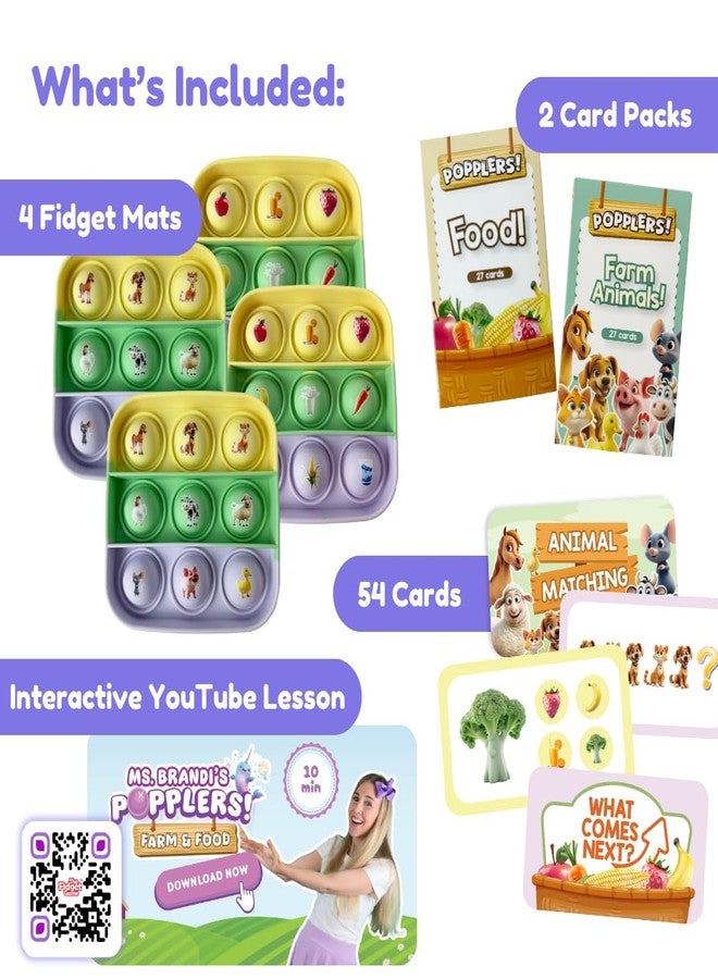 The Fidget Game Popplers, Matching Memory Game for Toddlers Early Learning & Educational Fidget Toy, Food & Farm Animals Popping Game, Teacher Must Have for Matching, Sound Recognition and First Words - Image 3