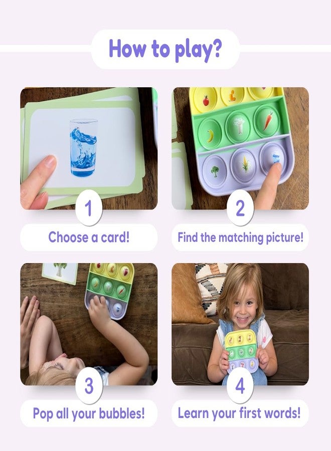 The Fidget Game Popplers, Matching Memory Game for Toddlers Early Learning & Educational Fidget Toy, Food & Farm Animals Popping Game, Teacher Must Have for Matching, Sound Recognition and First Words - Image 4