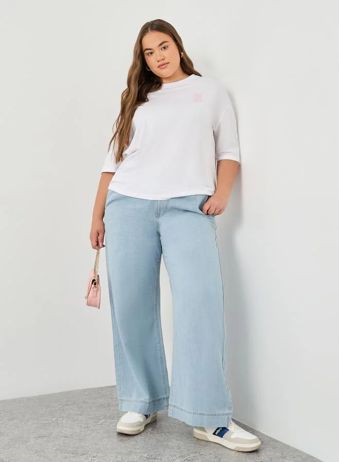Styli Styli Plus Size Oversized Back Graphic T-Shirt