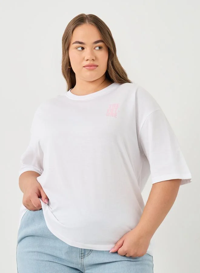 Styli Styli Plus Size Oversized Back Graphic T-Shirt