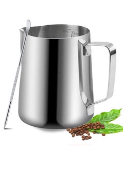 General Milk Frothing Pitcher,600ml Milk Frother Cup Stainless Steel Jug Steaming Pitcher, 20oz Milk Coffee Cappuccino Latte Art Barista Steam Pitchers Milk Jug Cup with Decorating Pen  - Image 2