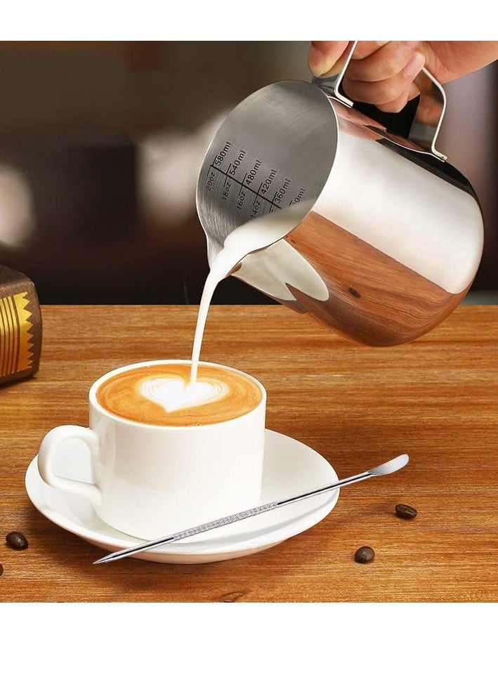 Milk Frothing Pitcher,600ml Milk Frother Cup Stainless Steel Jug Steaming Pitcher, 20oz Milk Coffee Cappuccino Latte Art Barista Steam Pitchers Milk Jug Cup with Decorating Pen - pzsku/Z72BB9C77E408A30E7511Z/45/_/1725199181/762b6e3d-8224-44c4-9a3f-774df4a9b55f