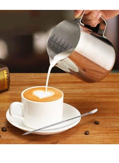 General Milk Frothing Pitcher,600ml Milk Frother Cup Stainless Steel Jug Steaming Pitcher, 20oz Milk Coffee Cappuccino Latte Art Barista Steam Pitchers Milk Jug Cup with Decorating Pen  - Image 3