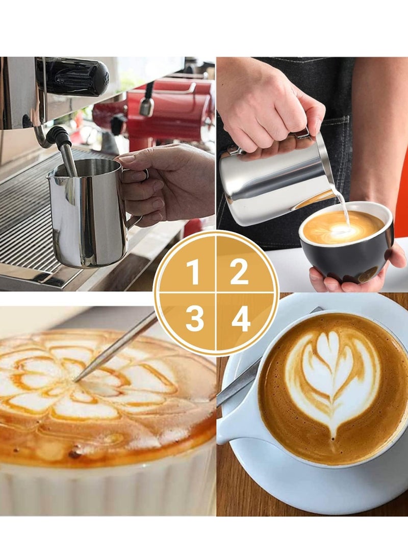 General - Milk Frothing Pitcher,600ml Milk Frother Cup Stainless Steel Jug Steaming Pitcher, 20oz Milk Coffee Cappuccino Latte Art Barista Steam Pitchers Milk Jug Cup with Decorating Pen - Image 1