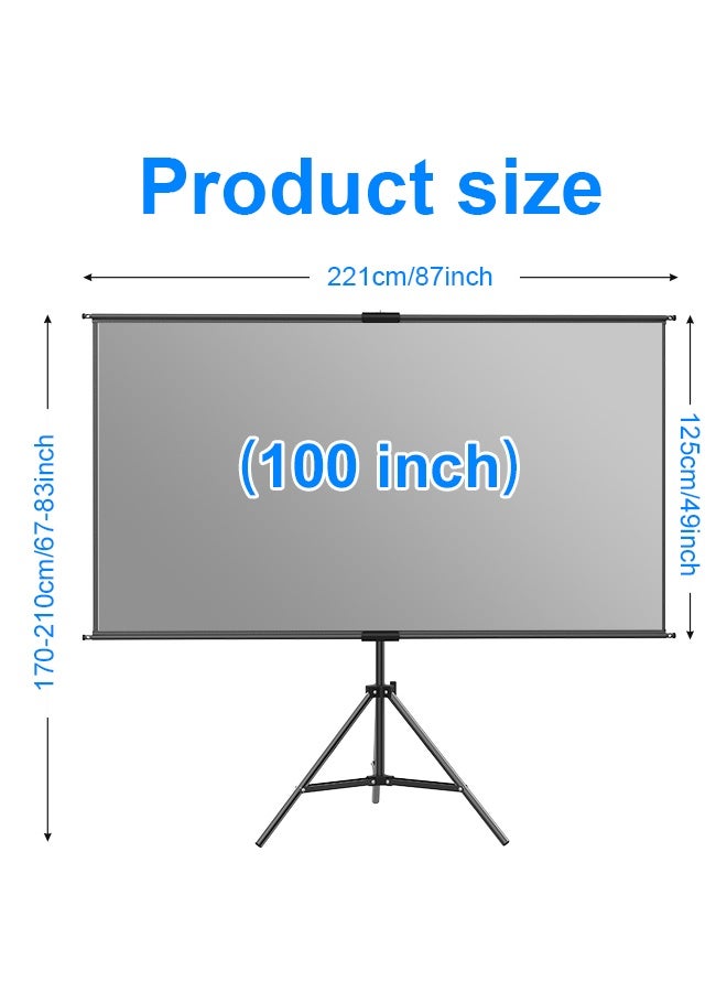 Portable Projector Screen with Stand, ALR Projector Screen 100 Inch 16:9, Outdoor Projection Screen, High Contrast, Work in Ambient Light,Easy Setup, Idea for Home Cinema, Backyard Party  - Image 1