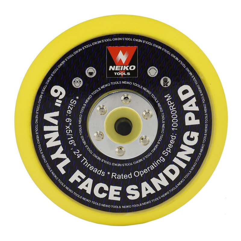 NEIKO 30262A 6" Sanding Pad with Vinyl PSA Backing, 5/16” Arbor with 24 Thread Mounts, 10,000 RPM, Sanding Pads are Ideal for Orbital and Dual Action Sander - Image 1
