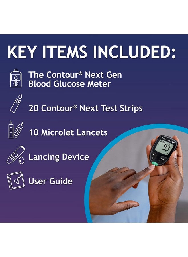 أسينسيا نظام مراقبة نسبة السكر في الدم Ascensia CONTOUR NEXT GEN - مجموعة متكاملة لمرضى السكري مع جهاز مراقبة الجلوكوز و20 شريط اختبار لفحص نسبة السكر في الدم والجلوكوز - Image 3