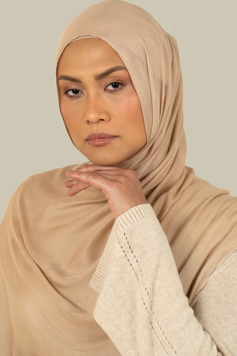 silqrose Honey Beige Fine Weave Modal Hijab