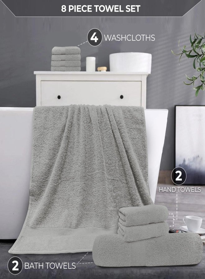 Softolle Luxury 8 Piece Towel Set, 2 Bath Towels 2 Hand Towels 4 Washcloths, Towels for Bathroom, Home, Spa & Gym - Highly Absorbent (Silver Grey) - Image 3