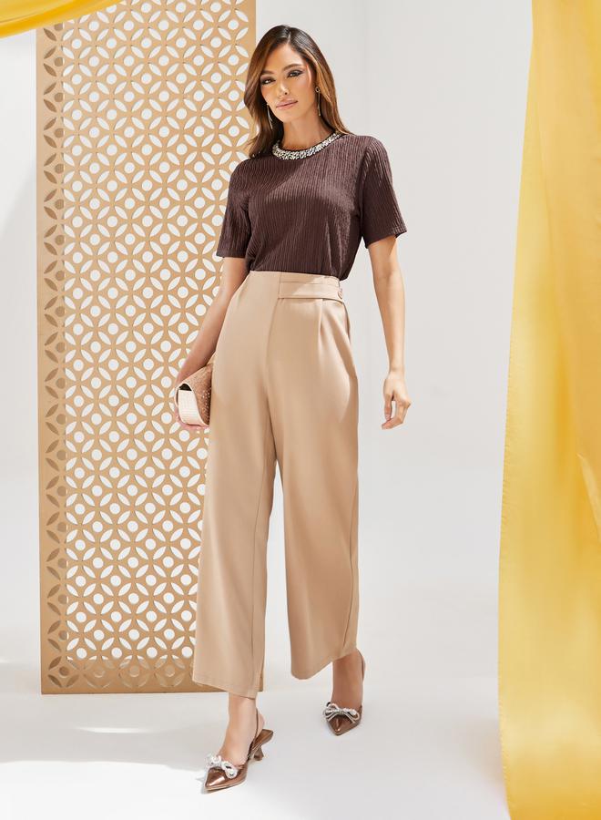 Styli Embellished Round Neck Short Sleeve Top  - Image 2