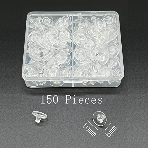 Chunney Bullet Clutch Earring Backs with Pad, 150 Pcs Clear Rubber Silicone Earring Backs - Image 2