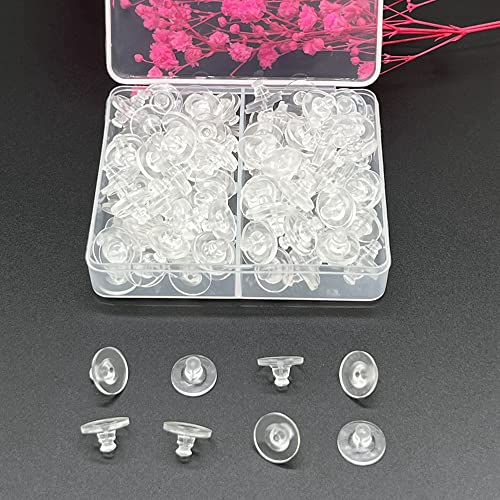Chunney Bullet Clutch Earring Backs with Pad, 150 Pcs Clear Rubber Silicone Earring Backs - Image 4