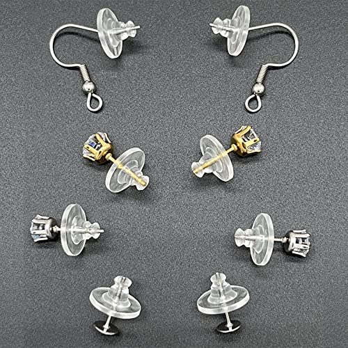 Chunney Bullet Clutch Earring Backs with Pad, 150 Pcs Clear Rubber Silicone Earring Backs - Image 5