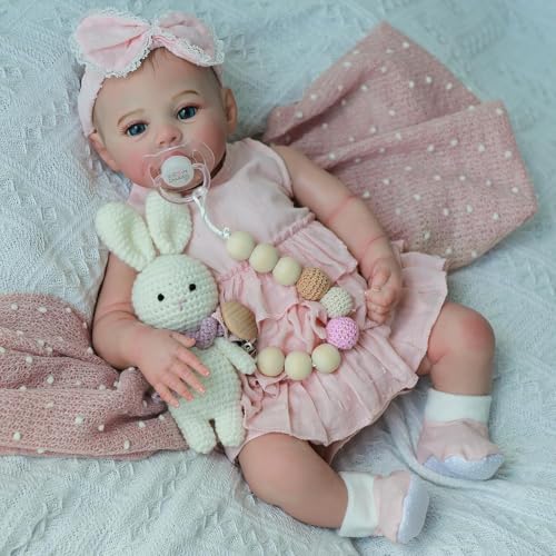 KSBD Realistic Reborn Baby Dolls 18 Inch Lifelike Newborn Real Life Baby Dolls Girl with Soft Weighted Body Real Baby Doll Gift Set for Kids Age 3Dress - Image 1