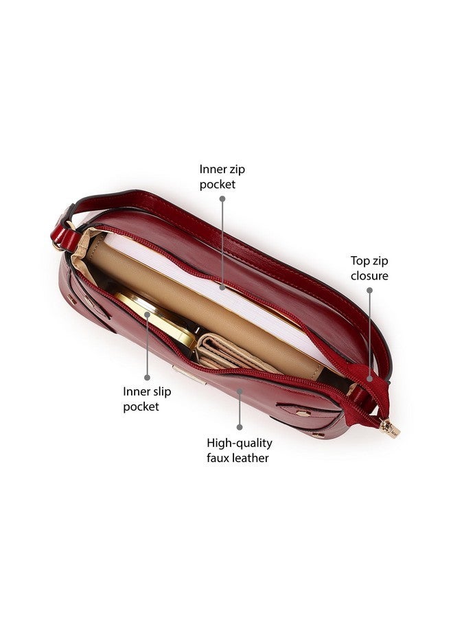 fastrack حقيبة كتف نسائية من فاستراك بتفاصيل دبابيس مع إغلاق بسحاب علوي | خياطة عصرية وتفاصيل دبابيس معدنية، جيوب داخلية بسحاب وفتحات | حزام كتف مريح | حقائب يد نسائية عصرية - Image 3
