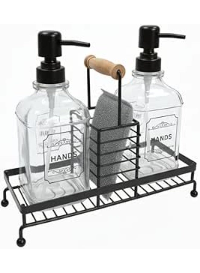 سبيس شوب موزع صابون زجاجي مع حامل متعدد الألوان - Image 5