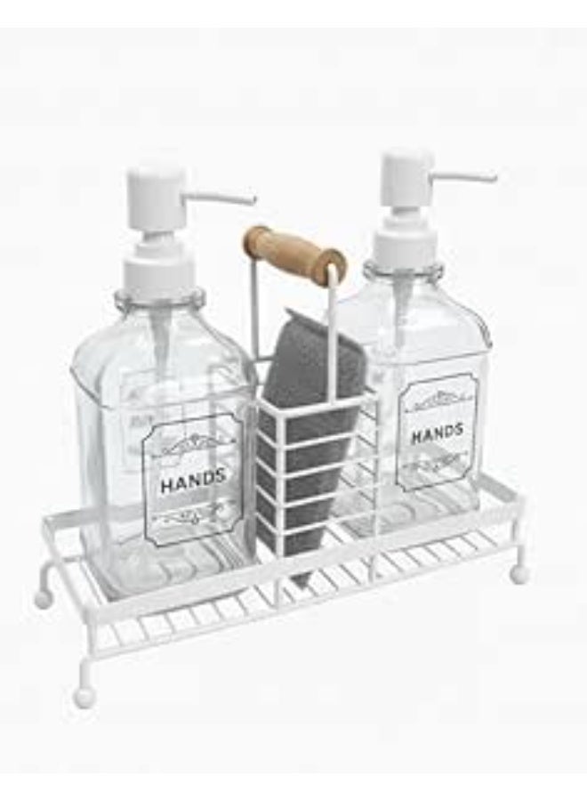 سبيس شوب موزع صابون زجاجي مع حامل متعدد الألوان - Image 4