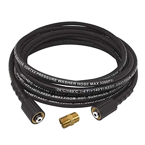 Vortxx Heavy Duty 1/4" x 25FT Pressure Washer Extension Hose for Sun Joe SPX-3000, SPX-25HD, M22-15mm, 3200 PSI Steel Wire Braided & Synthetic Rubber Jacket, Kink Resistant - Image 1