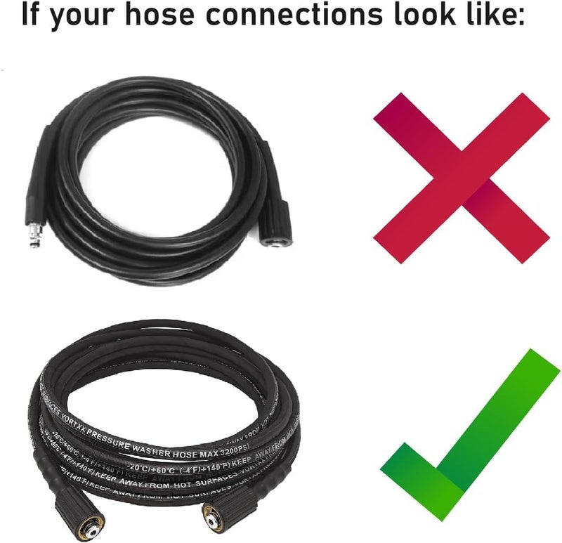 Vortxx Heavy Duty 1/4" x 25FT Pressure Washer Extension Hose for Sun Joe SPX-3000, SPX-25HD, M22-15mm, 3200 PSI Steel Wire Braided & Synthetic Rubber Jacket, Kink Resistant - Image 3