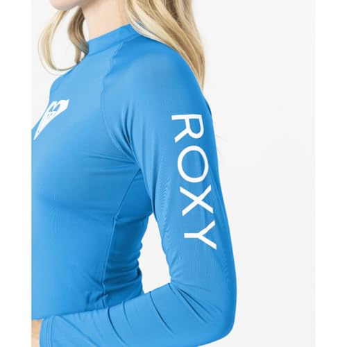 Roxy Women's Standard Rashguard – UPF 50+, Compression Fit, Surf, Hiking, Volley, Workout, Yoga, Quick-Dry Swim Shirt, Peacock Blue Exc, Large - Image 4
