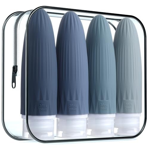 Gemice Travel Bottles for Toiletries, Travel Essentials Refillable Leak Proof Travel Size Toiletries, 3oz TSA Approved Sillicone Squeezable Travel Size Containers for Shampoo Wash Body Lotion (4 Pack) - Image 1