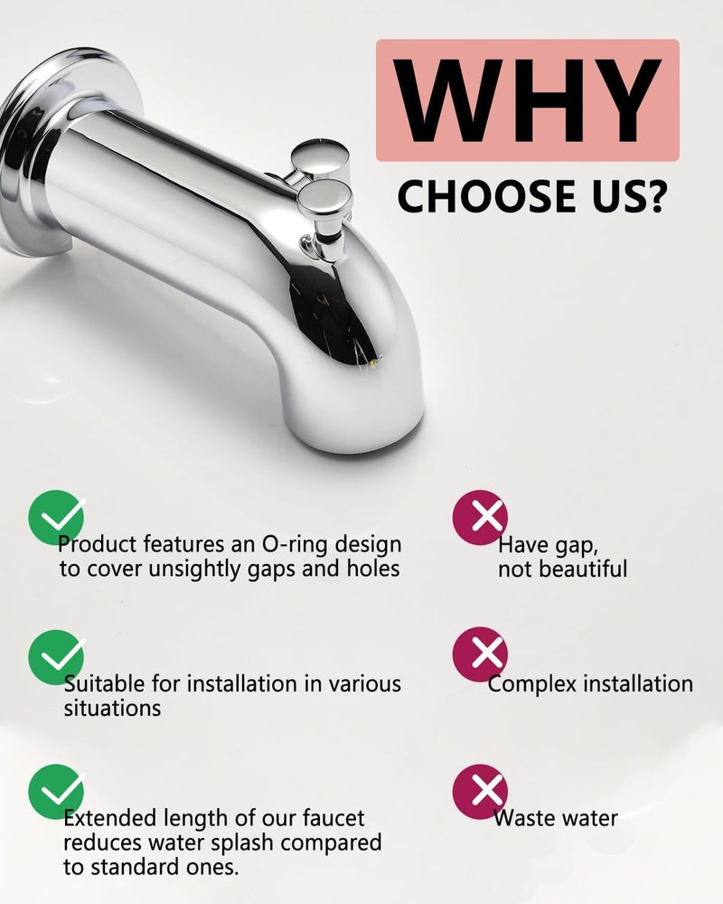 LOCALAND Tub Spout with Diverter, Bathtub Spout for Hand Shower,Chrome Plated - Image 3