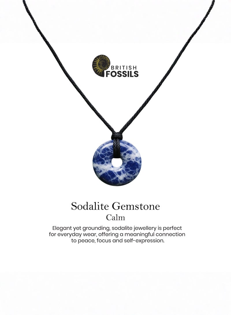 British Fossils Donut Pendant 6Mm Sodalite Necklace - Image 4