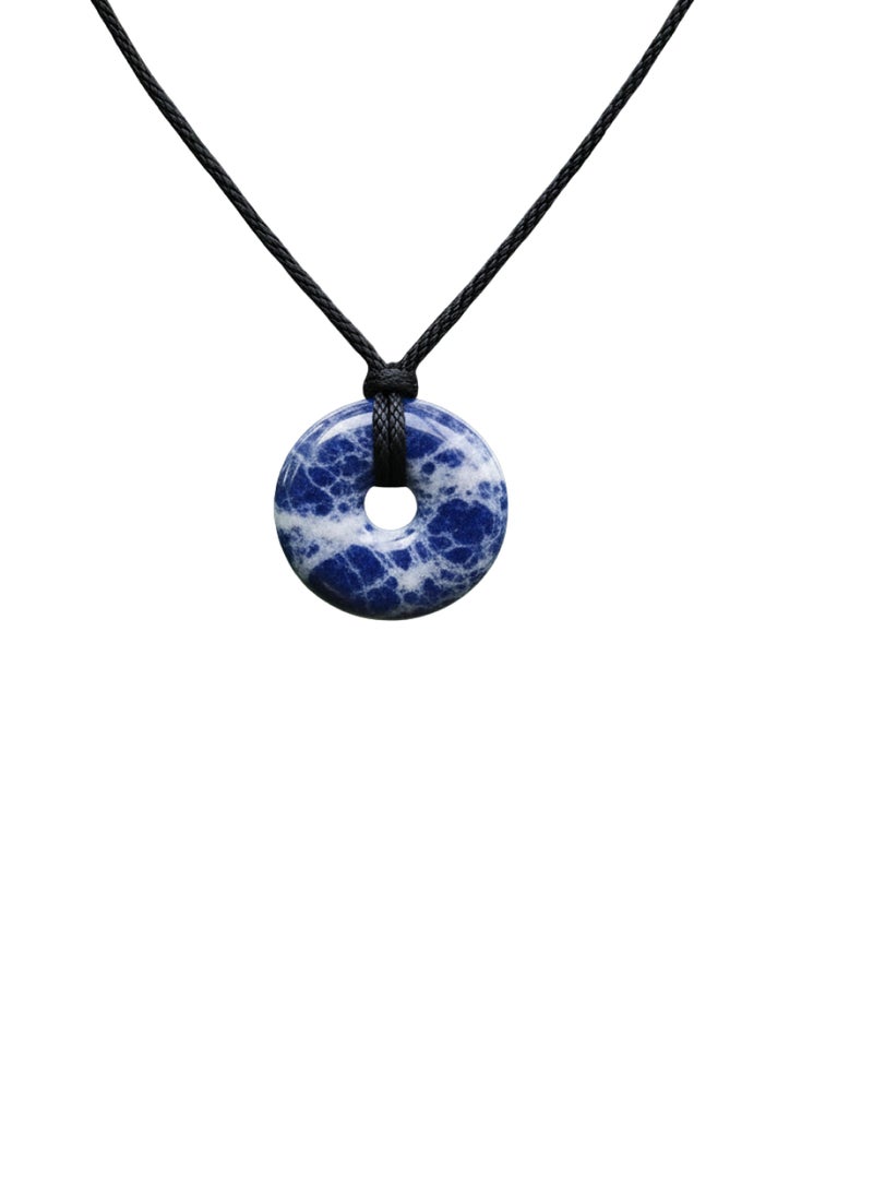 British Fossils Donut Pendant 6Mm Sodalite Necklace - Image 1