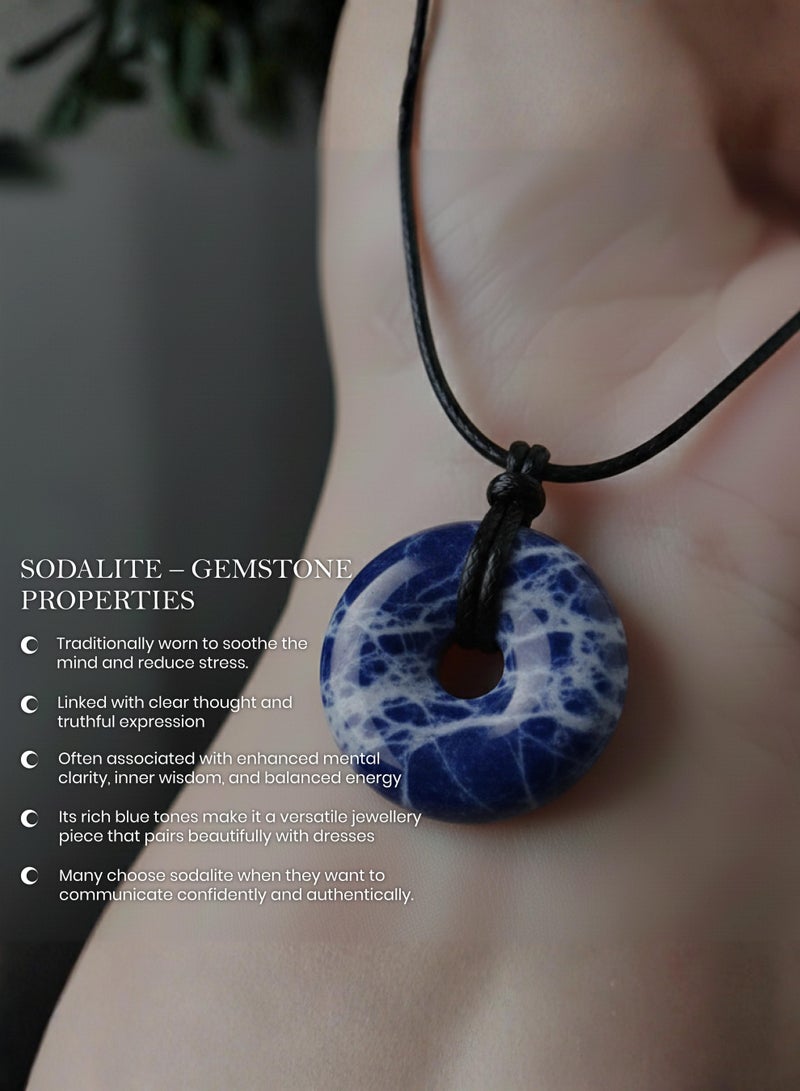 British Fossils Donut Pendant 6Mm Sodalite Necklace - Image 5