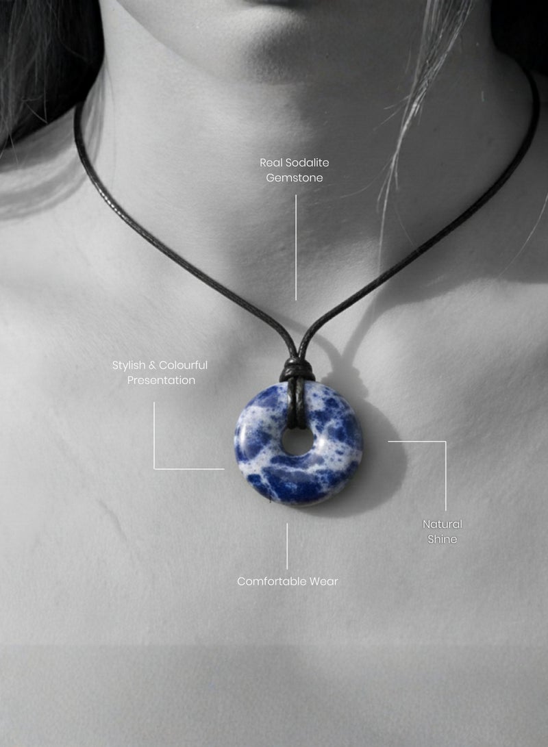 British Fossils Donut Pendant 6Mm Sodalite Necklace - Image 3