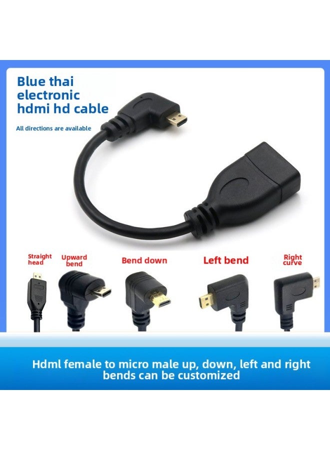 Micro HDMI To HDMI Elbow Short Line Micro HDMI Revolution HDMI Female Up And Down Bend Left And Right Bend 0.15M-Color:Hd Female To Straight Head-Line Length:0.15M - Image 2