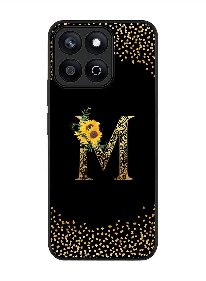 Stylizedd For Honor X7c 4G Case,Slim fit Camera Protection, Shockproof Thin Phone cover  - Custom Floral Monogram - M ( Black ) - Image 1