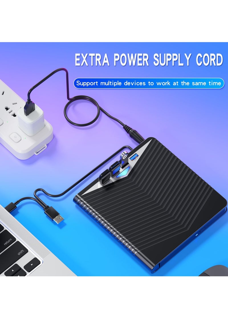 Generic - 7-in-1 External CD/DVD Drive with USB 3.0, 4 USB Ports, and 2 TF/SD Card Slots - Optical Disk Burner for Laptop, Mac, and Compatible with Windows 10/8/7 and Linux OS. - Image 1