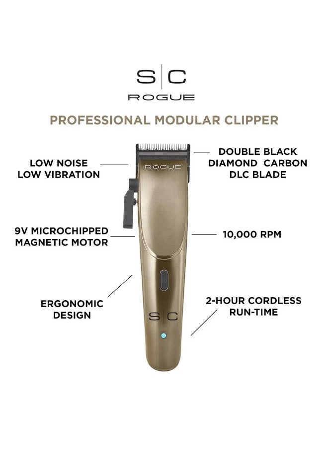Stylecraft Stylecraft Rogue Professional 9V Microchipped Magnetic Motor Cordless Hair Clipper, 5 Guards, Matte Gunmetal  - Image 2