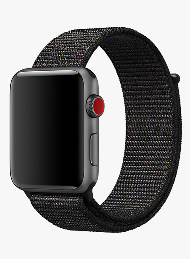 Woven Nylon Sport Loop Strap For Apple Watch 42mm Black - Image 2