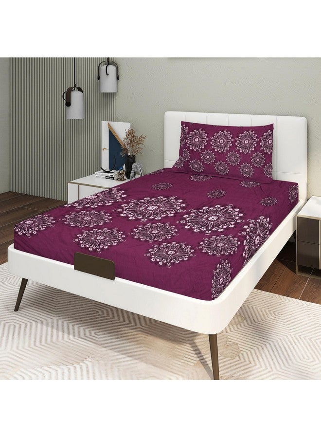 RD TREND® تقدم ملاءة سرير لسرير مفرد بولي قطن 210 TC، الحجم-60X90 بوصة (152X228 سم)، ملاءة سرير مفرد مع غطاء وسادة (18X28 بوصة) لون نبيذي - Image 4